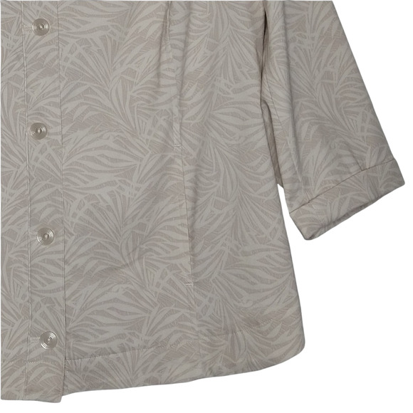 Chico's Lightweight Jacket Beige Palm Leaf Print Stretch Women's Large Button Up - Picture 3 of 10